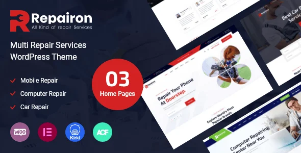 Repairon | Multi Repair Services WordPress Theme + RTL — homepage layout