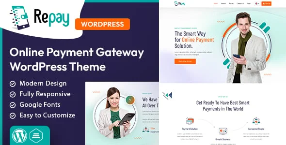 Repay | Payment Gateway WordPress Theme — homepage layout