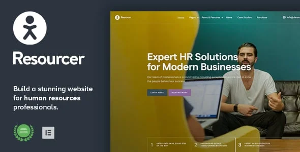 Resourcer - Human Resources WordPress Theme — homepage layout