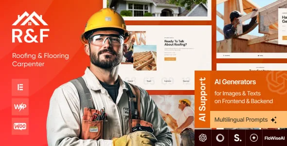 R&F - Roofing, Flooring & Carpenter WordPress Theme + Store — homepage layout
