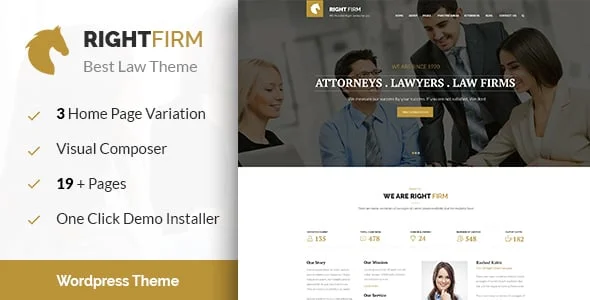 Right Firm- Law Firm WordPress Theme — homepage layout