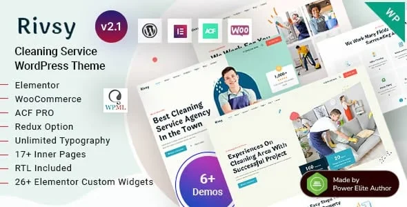 Rivsy – Cleaning Services WordPress Theme — homepage layout