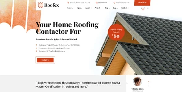 Roofex - Roofing WordPress Theme — interior page design