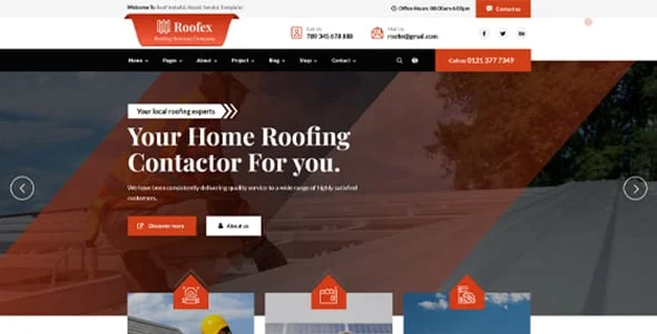 Roofex - Roofing WordPress Theme — design detail view