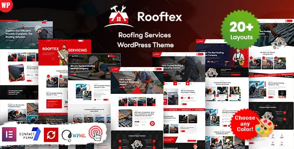 Rooftex - Roofing Services WordPress — homepage layout