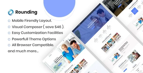 Rounding - Business WordPress Theme — homepage layout