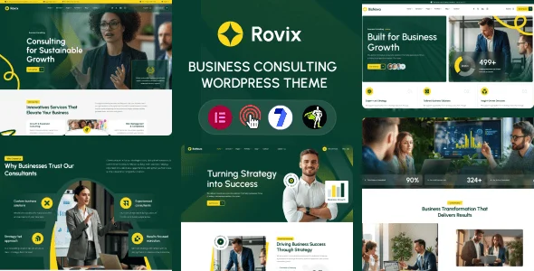 Rovix - Business Consulting WordPress Theme — homepage layout