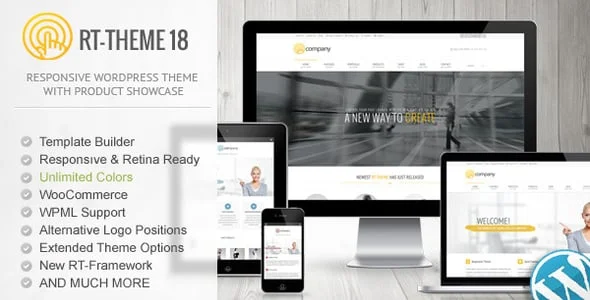 RT-Theme 18 Responsive WordPress Theme — homepage layout