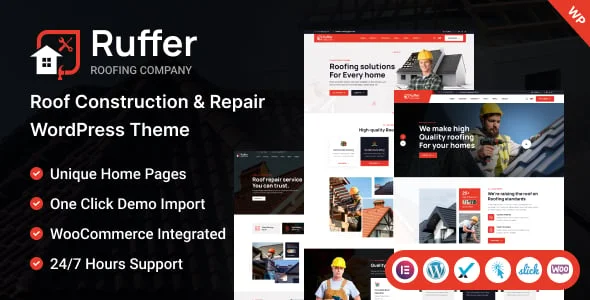 Ruffer - Roof Construction & Repair WordPress Theme — homepage layout