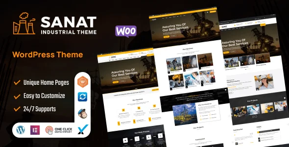 Sanat - Factory & Industry WordPress Theme — homepage layout
