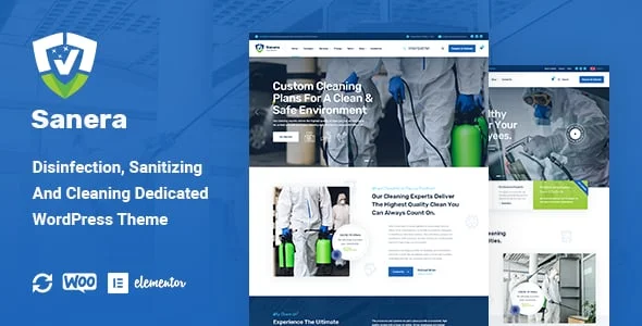 Sanera - Sanitizing And Cleaning Services WordPress Theme — homepage layout