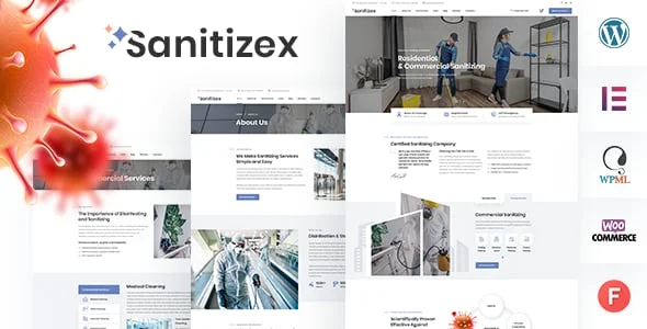 Sanitizex - Sanitizing and Cleaning Services WordPress Theme — homepage layout