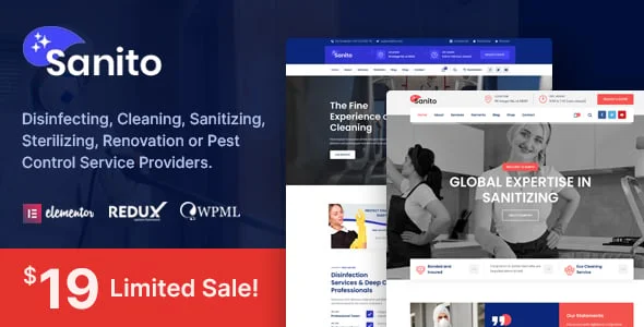 Sanito - Sanitizing and Cleaning WordPress Theme — homepage layout