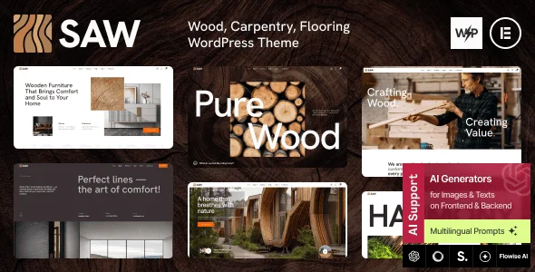 Saw - Wood, Carpentry, Flooring WordPress Theme + Online Store — homepage layout