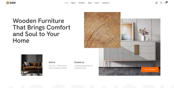 Saw - Wood, Carpentry, Flooring WordPress Theme + Online Store — interior page design