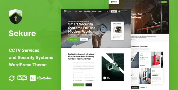 Sekure - CCTV and Security Systems WordPress Theme — homepage layout