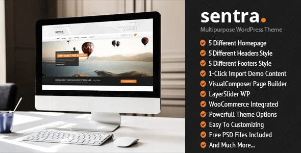 Sentra - Corporate Multipurpose WordPress Theme — homepage layout
