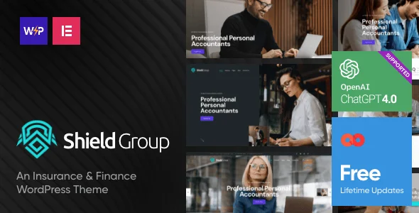 ShieldGroup | Insurance & Finance Company WordPress Theme — homepage layout