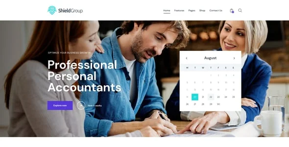 ShieldGroup | Insurance & Finance Company WordPress Theme — design detail view