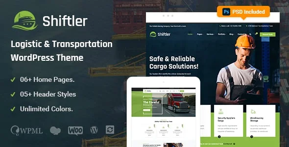 Shiftler – Transportation & Logistics WordPress Theme — homepage layout