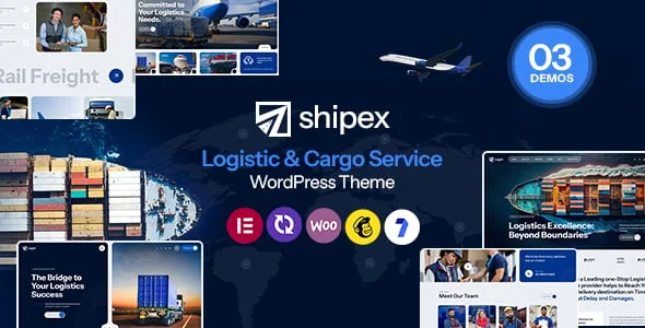 Shipex - Transport and Logistics WordPress Theme — homepage layout