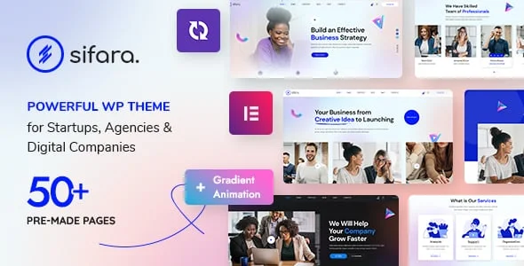 Sifara - Startups & Agencies WordPress Theme — homepage layout