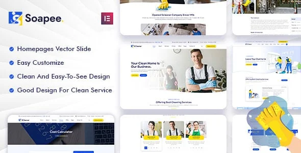 Soapee - Cleaning Services WordPress Theme — homepage layout