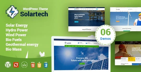 Solar Tech - Alternative & Renewable Energy WordPress Theme — homepage layout