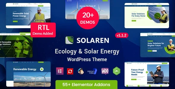 Solaren – Ecology & Solar Energy WordPress Theme — homepage layout