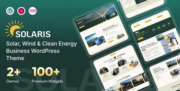 Solaris – Solar, Wind & Clean Energy Business WordPress Theme — homepage layout