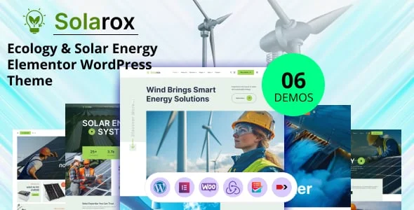 Solarox - Ecology & Solar Energy WordPress Theme — homepage layout