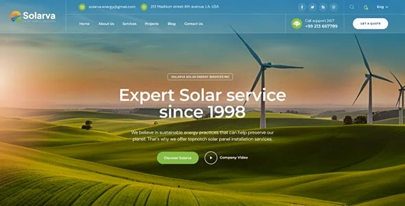 Solarva - Ecology & Solar Energy Theme — interior page design