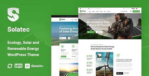 Solatec - Ecology & Solar Energy WordPress Theme — homepage layout