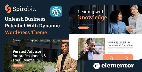 Spirobiz - Business Consulting WordPress Theme — homepage layout