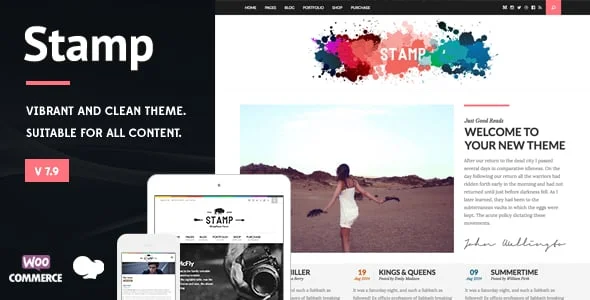 Stamp - Vibrant WordPress Theme — homepage layout