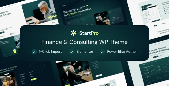 StartPro - Finance and Consulting WordPress Theme — homepage layout