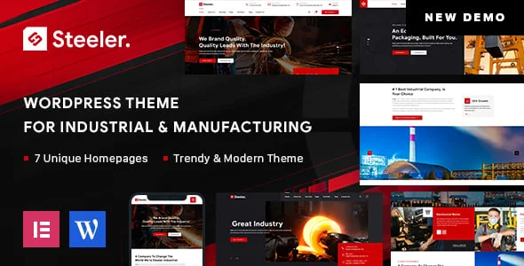 Steeler - Industrial & Manufacturing WordPress Theme — homepage layout
