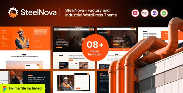 SteelNova – Modern Factory & Industrial WordPress Theme — homepage layout