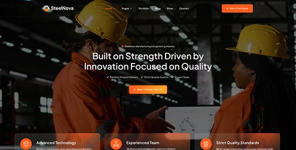 SteelNova – Modern Factory & Industrial WordPress Theme — interior page design