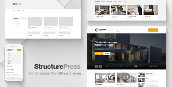 StructurePress — Construction and Architecture WordPress Theme — homepage layout
