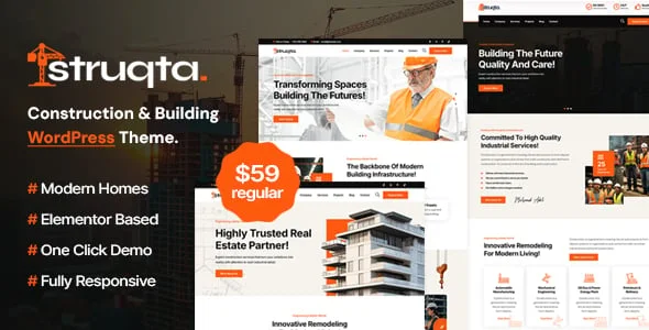 Struqta - Industrial & Construction Elementor WordPress Theme — homepage layout