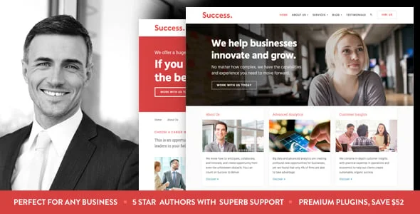 Success - Business and Professional Services WordPress Theme — homepage layout