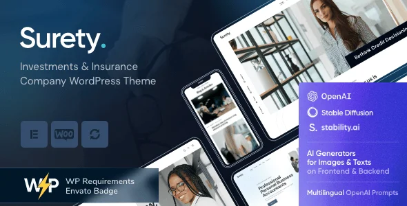 Surety - Accountanting, Bookkeeping & Finance WordPress Theme — homepage layout
