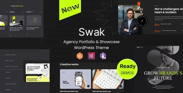 Swak - Agency Portfolio & Showcase WordPress Theme — homepage layout