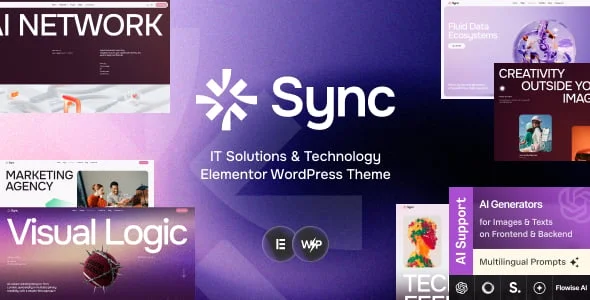 Sync - IT Solutions & Technology Elementor WordPress Theme — homepage layout