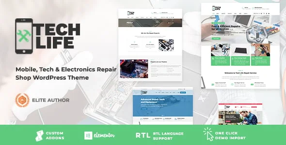 TechLife - Mobile, Tech & Electronics Repair Shop WordPress Theme — homepage layout