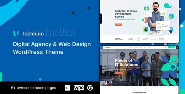 Technum | Digital Agency & Web Design WordPress Theme — homepage layout