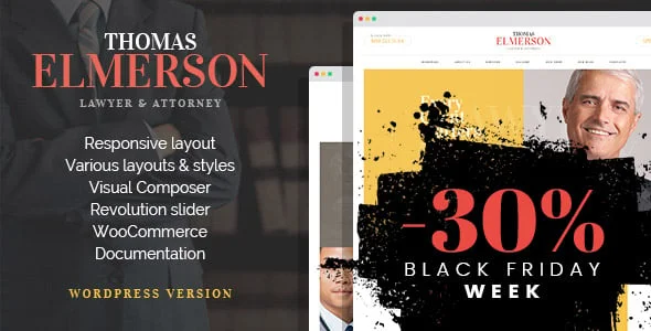 Thomas | Lawyer & Attorney WordPress Theme — homepage layout