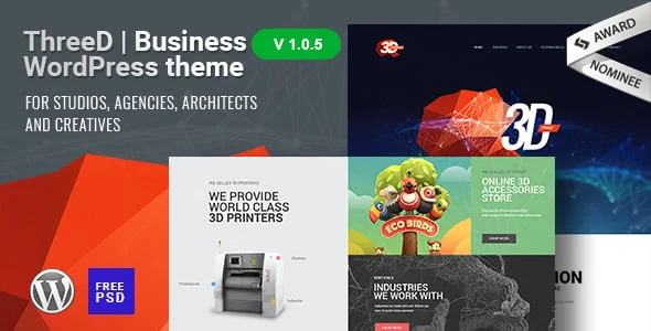 ThreeD | WordPress Theme for Architects, Studios & Agencies — homepage layout