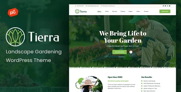 Tierra - Landscape Gardening WordPress Theme — homepage layout